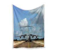 Thumbnail for Face to Face with Military Cargo Airplane Bed Blankets & aviation print on soft fleece blanket.