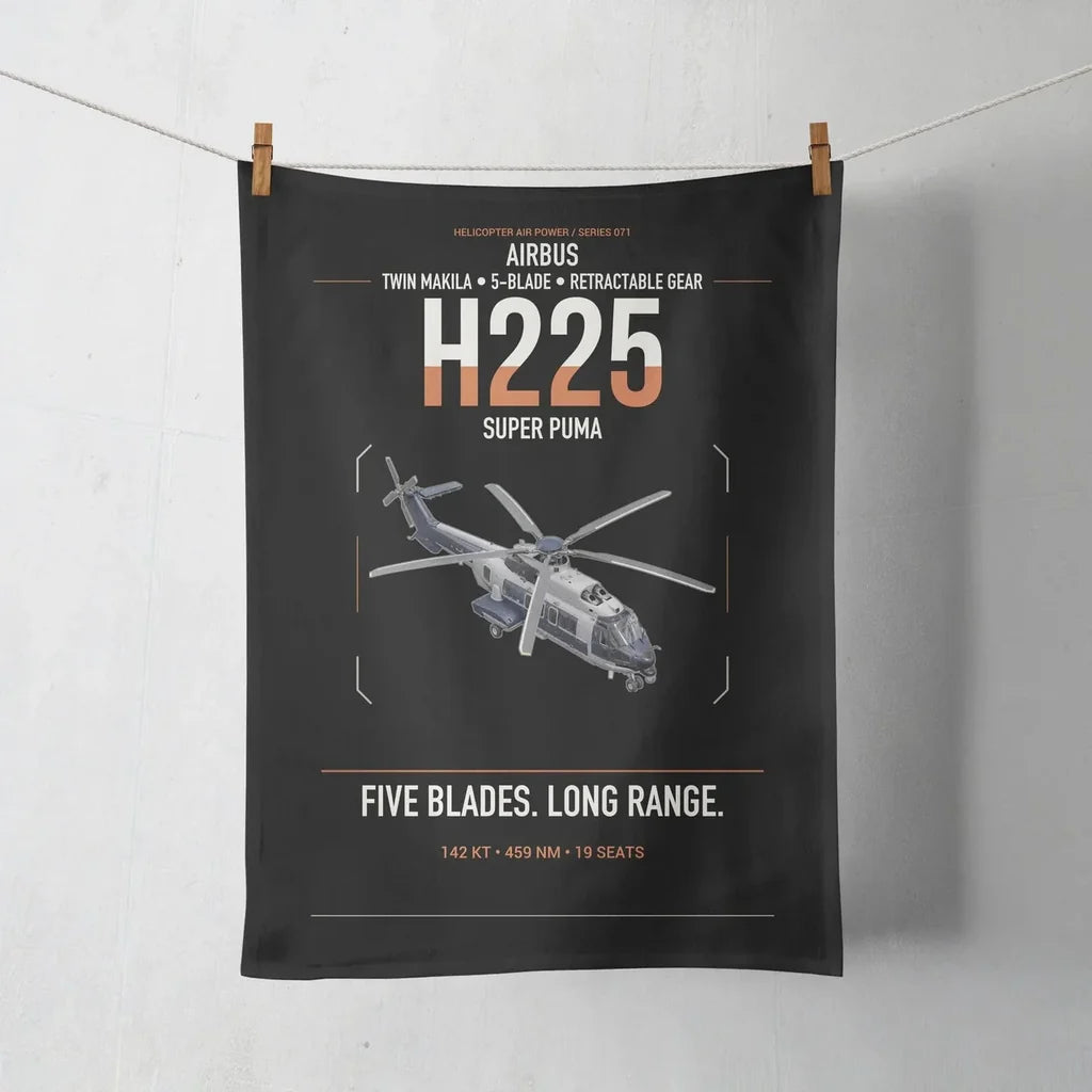 Airbus H225 design on black towel