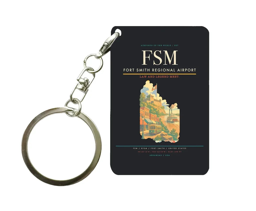 Fort Smith Regional Airport (FSM) design on black key chain