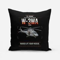Thumbnail for PZL-Świdnik W-3WA Sokół design on black pillow