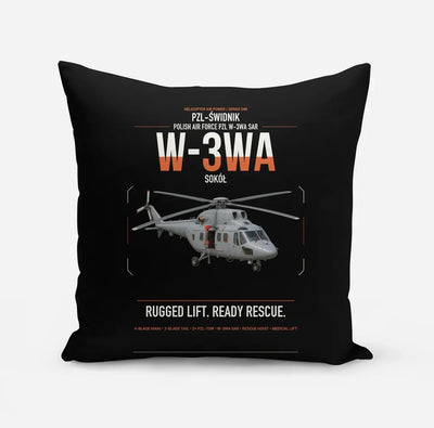 PZL-Świdnik W-3WA Sokół design on black pillow