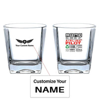 Thumbnail for Airline Pilot Label aviation design on whiskey glass, crystal-clear premium glassware.
