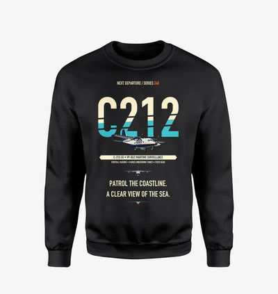 Airbus C212 Maritime Surveillance Aircraft design on black sweatshirt