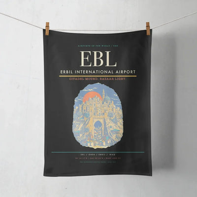 Erbil International Airport (EBL) design on black towel