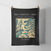 Thumbnail for VINTAGE G4155 - The Sorting Cabin - Designed Towels design on black