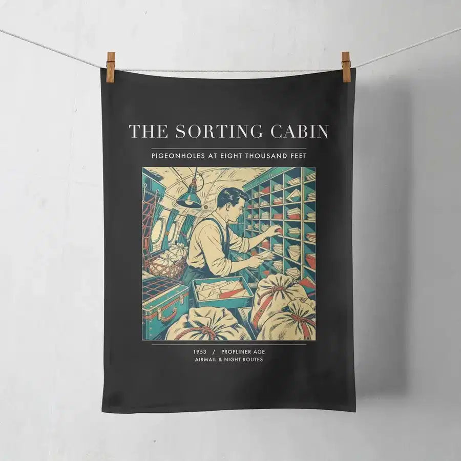 VINTAGE G4155 - The Sorting Cabin - Designed Towels design on black