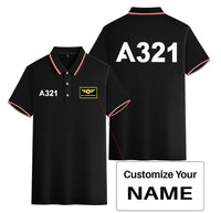 Thumbnail for Airbus A321 Flat Text Stylish Polo T-Shirts (Double-Side) aviation design printed on soft cotton stylish double-side polo.