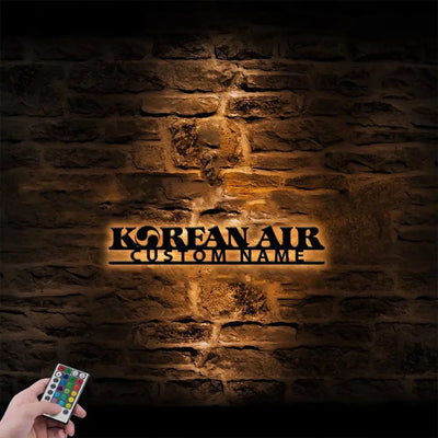 Korean Airlines aviation design on durable metal with LED metal wall art.