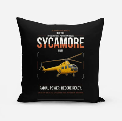 Bristol Sycamore HR14 design on black pillow