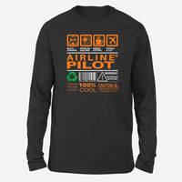 Thumbnail for Airline Pilot Label Long-Sleeve aviation design printed on soft cotton long-sleeve T-shirt.