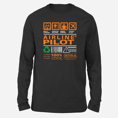 Airline Pilot Label Long-Sleeve aviation design printed on soft cotton long-sleeve T-shirt.