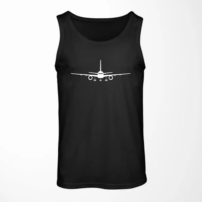 Boeing 757 Silhouette aviation design on breathable cotton tank top.
