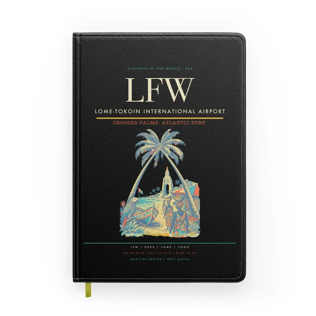 Lome-Tokoin International Airport (LFW) design on black notebook