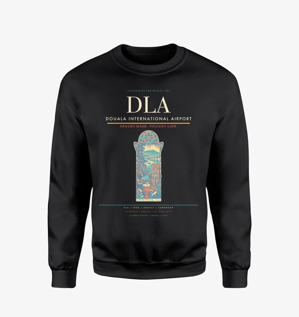Douala International Airport (DLA) design on black sweatshirt