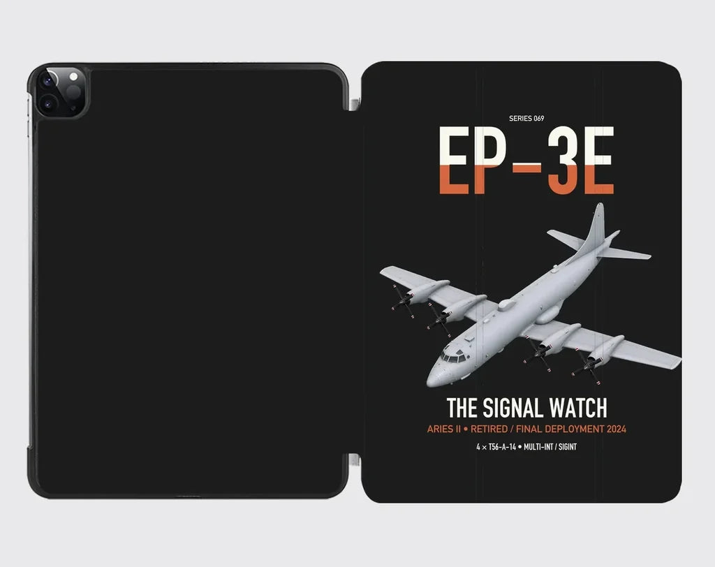 EP-3E ARIES II design on black ipad tablet case