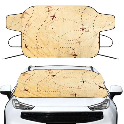 Vintage Travelling with Aircraft Car aviation design on car windshield cover.