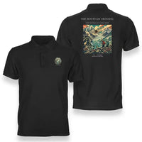 Thumbnail for VINTAGE G4006 - The Mountain Crossing - Double-Side Polo T-Shirt design on black