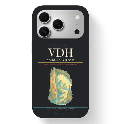 Dong Hoi Airport (VDH) design on black iPhone 17 Pro MagSafe case