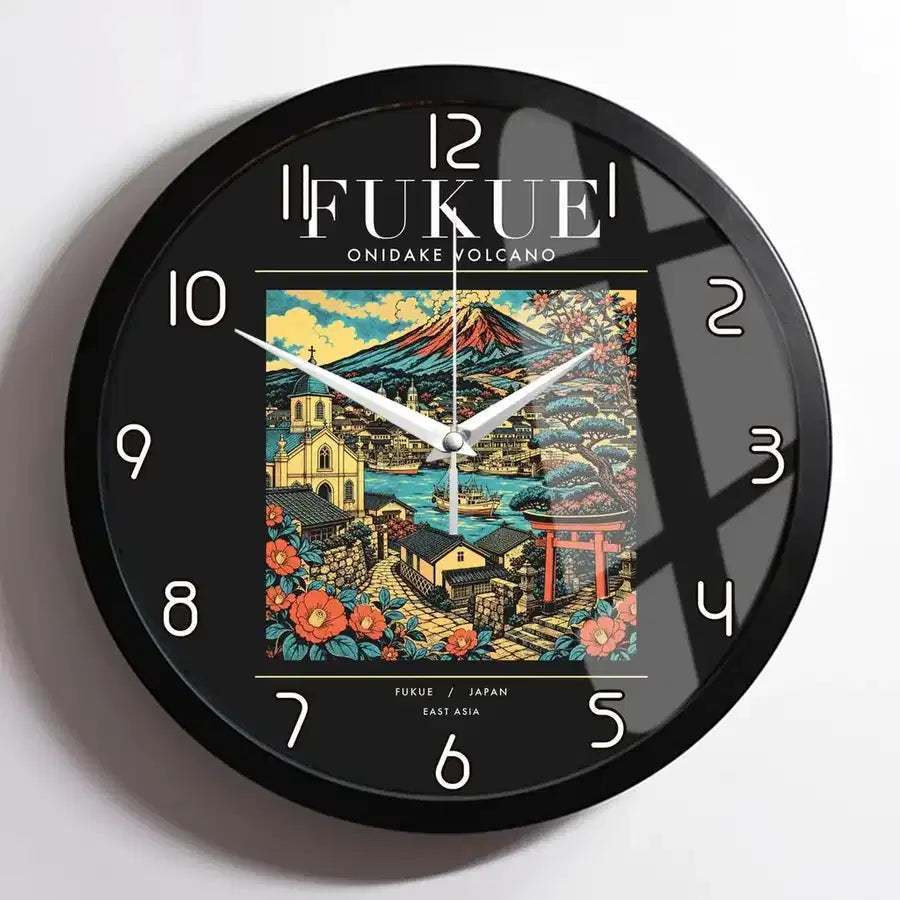 FUKUE - Poster - Wall Clock Framed - Black