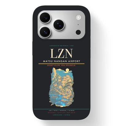Nangan Airport (LZN) design on black iPhone 17 Pro MagSafe case