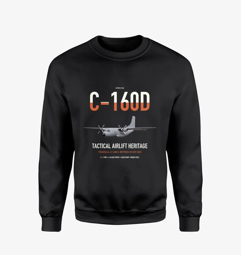 Transall C-160D design on black sweatshirt