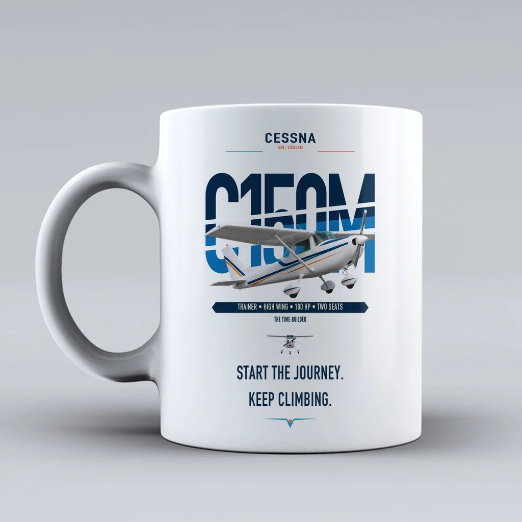 Cessna 150M design on white ceramic mug, double-side print