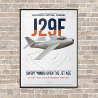 Thumbnail for Saab J 29F Tunnan vertical canvas print - framed - white background