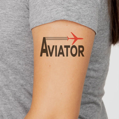 Aviator aviation temporary tattoo in skin-safe adhesive paper.