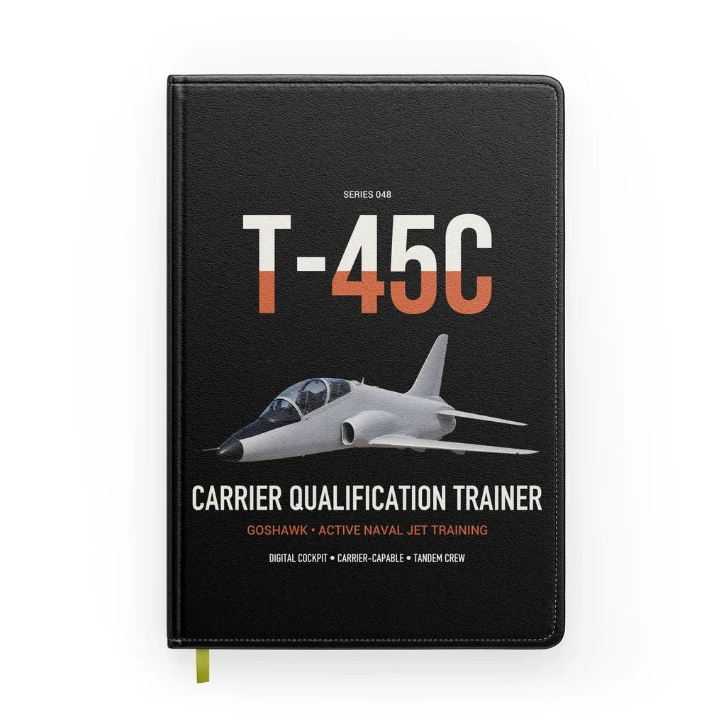 T-45C Goshawk design on black notebook