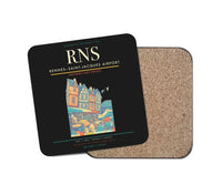 Thumbnail for Rennes–Saint-Jacques Airport (RNS) design on black 1 piece coaster