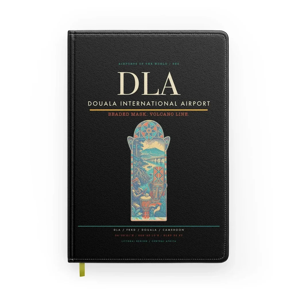 Douala International Airport (DLA) design on black notebook