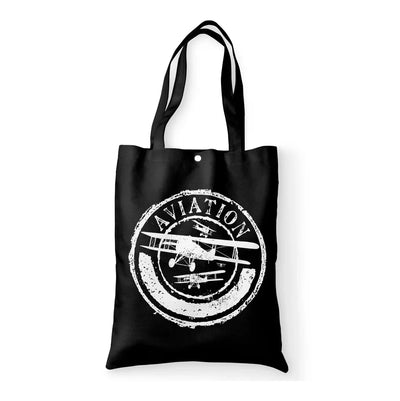 Aviation Lovers aviation design tote bag, canvas construction.