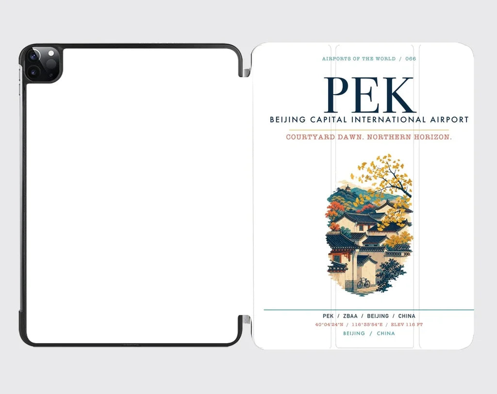 Beijing Capital International Airport (PEK) design on white ipad tablet case