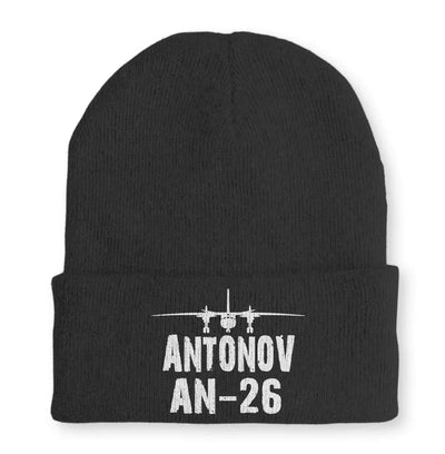 Antonov AN-26 & Plane Embroidered aviation embroidery on soft knit fabric beanie.