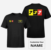 Thumbnail for Flat Colourful 737 aviation design printed on soft cotton double-side print T-shirt.