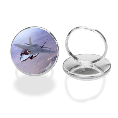 Fighter Jet 35 Captured in the Air aviation ring in stainless steel.