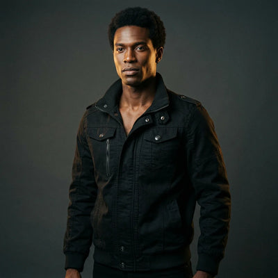 Pilot jacket on model — editorial