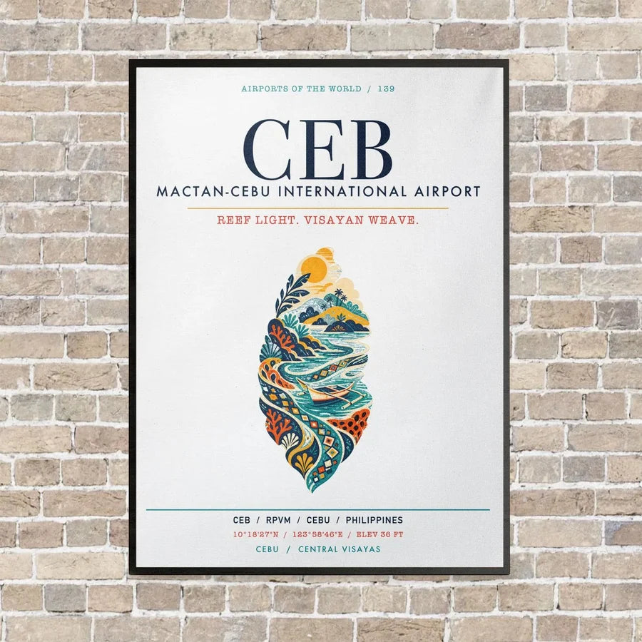 Mactan-Cebu International Airport CEB vertical canvas print - framed - white background