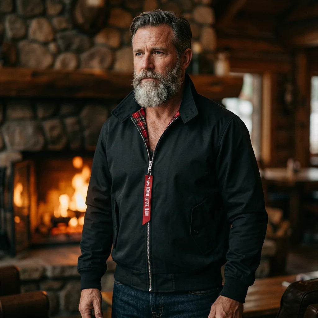 Pilot jacket on model — editorial