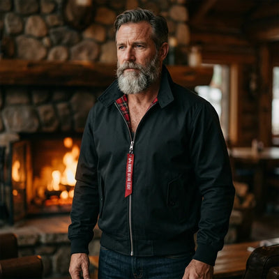 Pilot jacket on model — editorial