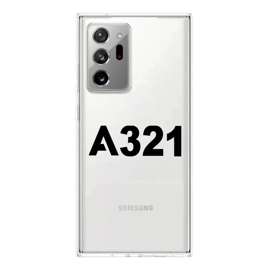 Airbus A321 Flat Text Transparent Silicone Samsung S & Note aviation design on transparent Samsung Galaxy S/Note case for samsung.