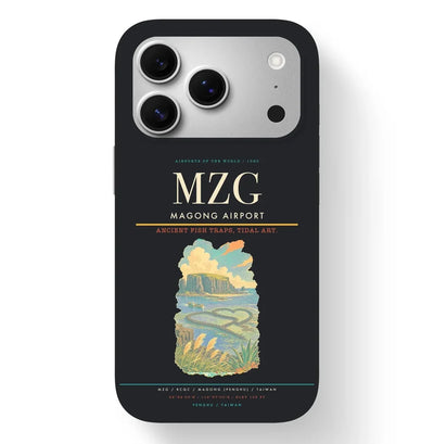 Magong (Penghu) Airport (MZG) design on black iPhone 17 Pro MagSafe case