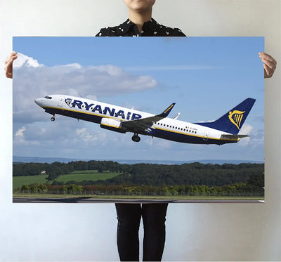 Departing Ryanair's Boeing 737 aviation themed poster, premium poster paper.