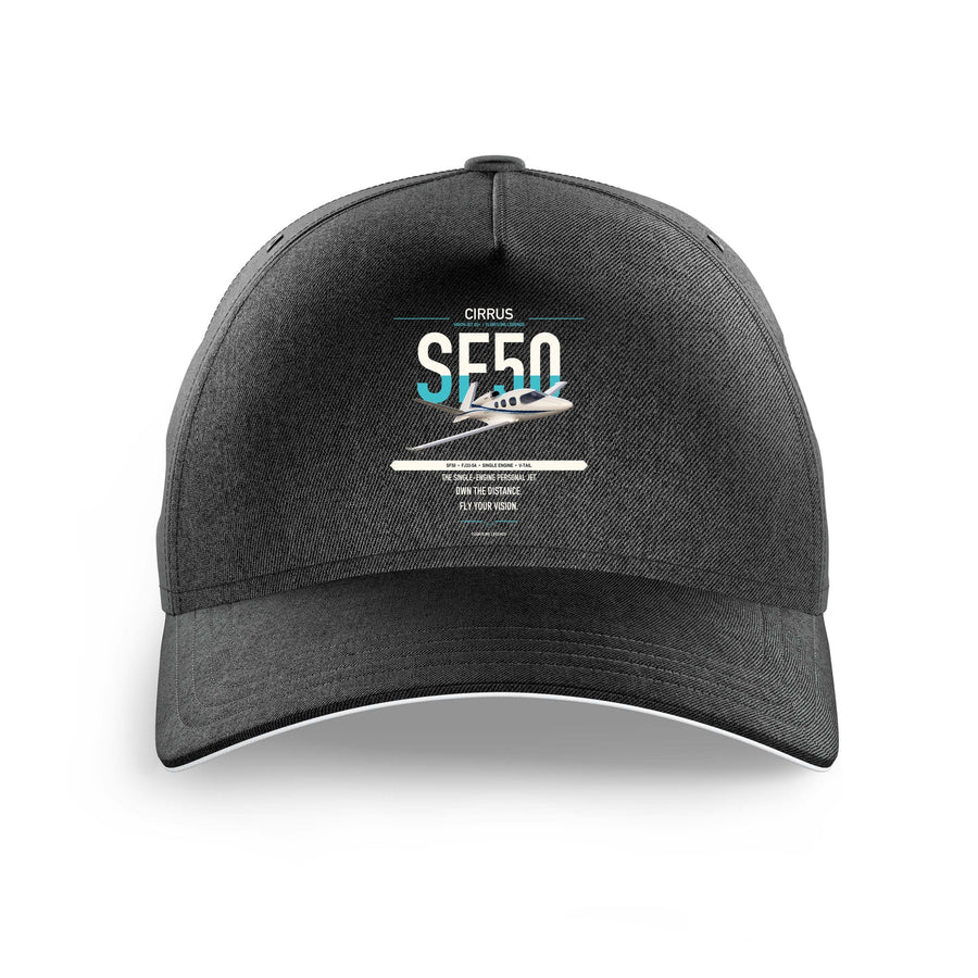 Cirrus Vision Jet G2+ design on black printed hat