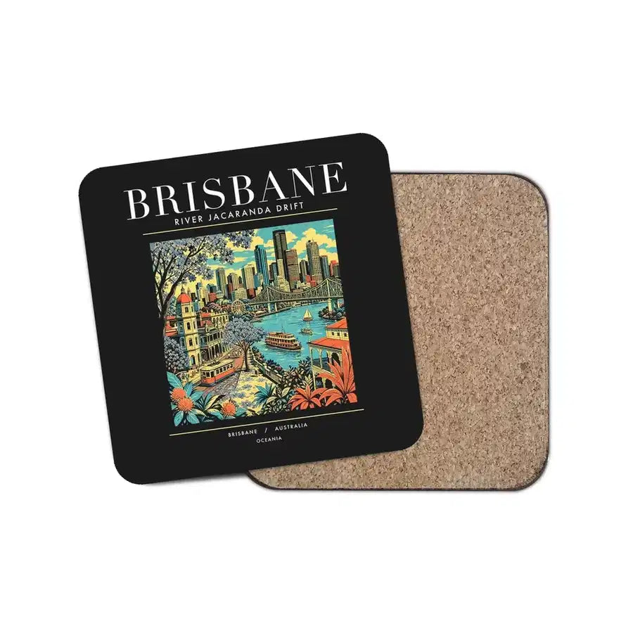 BRISBANE - Poster - Coaster - Black