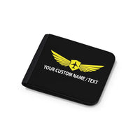 Thumbnail for Customizable Name & Badge (2) aviation design wallet, leather construction.