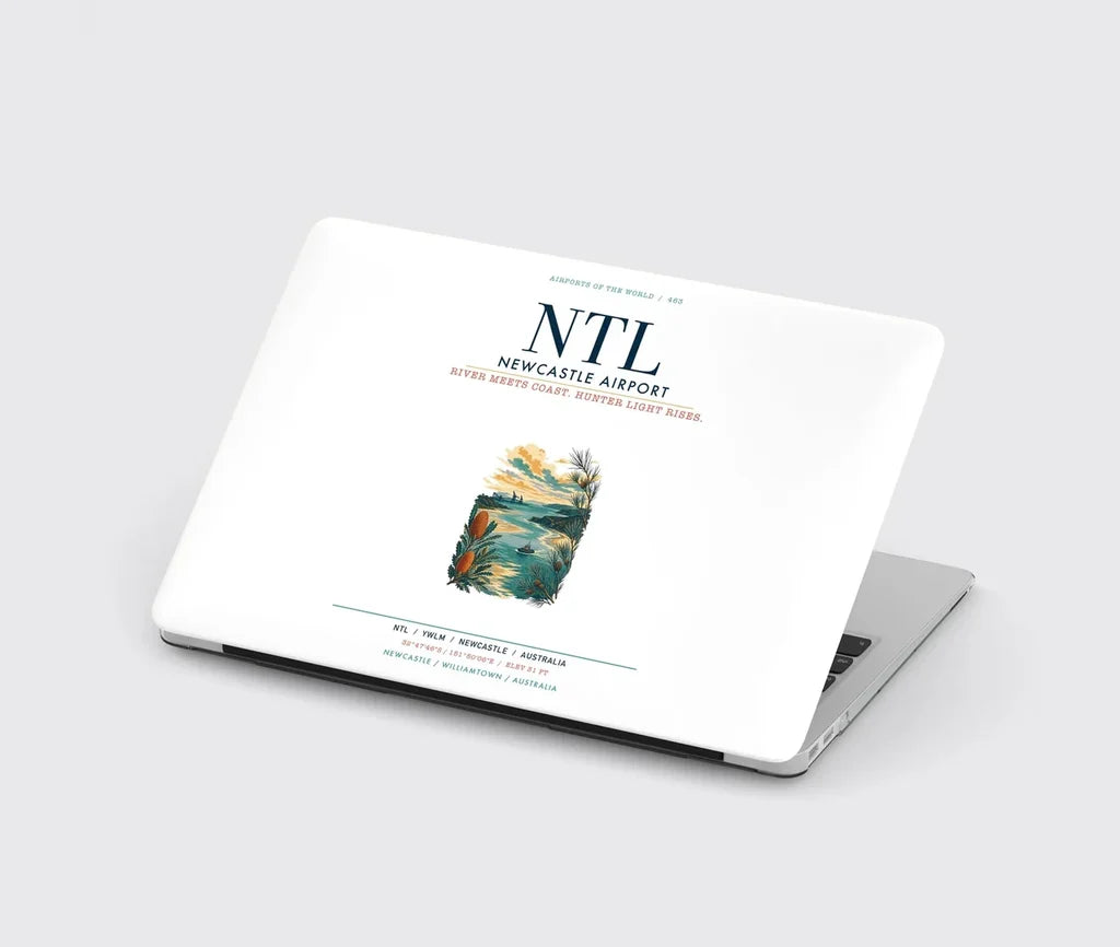 Newcastle Airport (NTL) design on white MacBook case