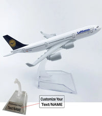 Thumbnail for Side view of Lufthansa Germany Airbus A340 Airplane Model (16CM) aviation 16-18cm scale model aircraft in diecast metal.