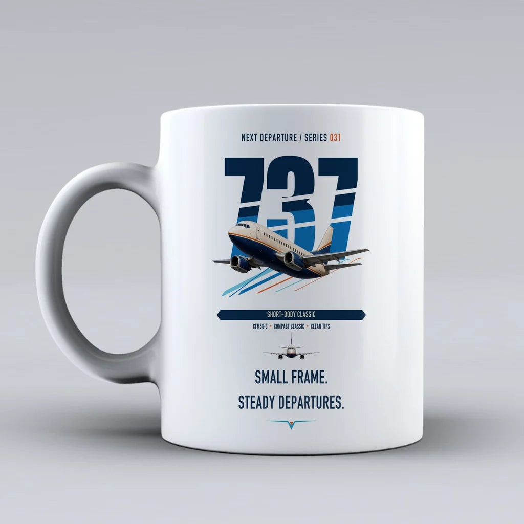 Boeing 737-500 Classic double-side print on white ceramic mug