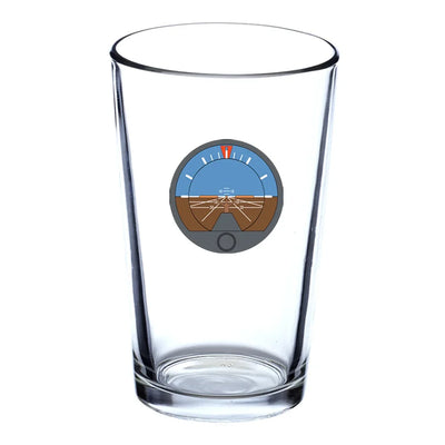Artifial Horizontal Gyro Beer & aviation design on beer water glass, versatile drinkware.